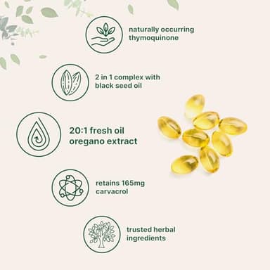 Micro Ingredients Oil of Oregano, 300 Softgel | Oregano Oil with Black Seed Oil, 4X Strength Carvacrol & Thymoquinone | Plant Based, Non-GMO | Antioxidant & Immune Support - Image 3