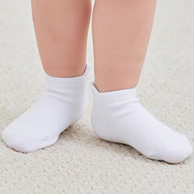 ZAPLES Baby Non Slip Grip Ankle Socks with Non Skid Soles for Infants Toddlers Kids Boys Girls, White, 12-36 Months - Image 5