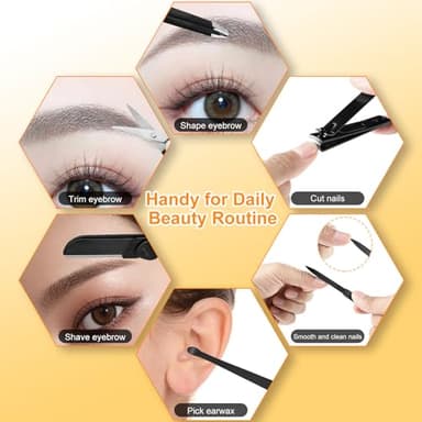 Yougai Tweezers Set,9 Pcs Professional Stainless Steel Tweezer Kit-Great Precision Eyebrow Tweezers for Ingrown Facial Hair with Leather Travel Case as Stocking Stuffing Gifts - Image 7