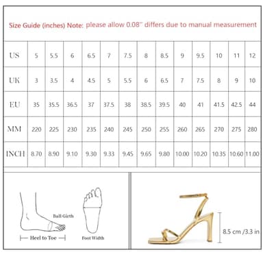 Modatope Womens Gold Sandals Square Open Toe Block High Heels Strappy Ankle Strap Sandals Comfort Dress Party Shoes Size 10 - Image 7