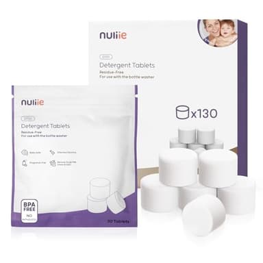 Nuliie 130 PCS High-Efficiency Detergent Tablets for Momcozy KleanPal Pro, Baby Brezza Pro, GROWNSY EaseClean Bottle Washer, Remove Milk Residue & Odor, Gentle Formula Safe - Image 1