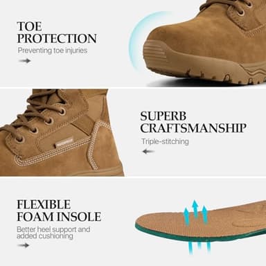 FREE SOLDIER Men's Tactical Boots 8 Inches Lightweight Combat Boot Durable Suede Leather Military Work Boots Desert Boot(Brown-waterproof,7) - Image 5