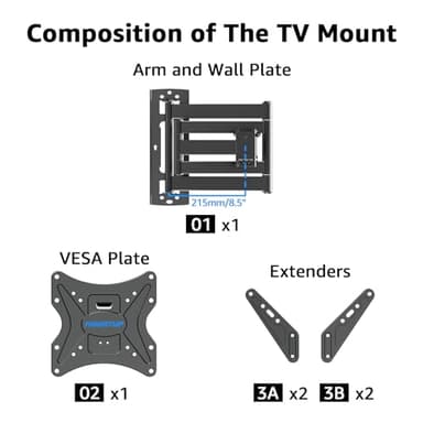 MOUNTUP Long Arm TV Wall Mount for Most 26-65 Inch TVs, Corner TV Mounts with 37.4 Inch Extension Arm, Smooth Swivel Tilt Single Stud Full Motion Bracket Max VESA 400x400mm, Holds to 77 lbs, MU0047 - Image 9