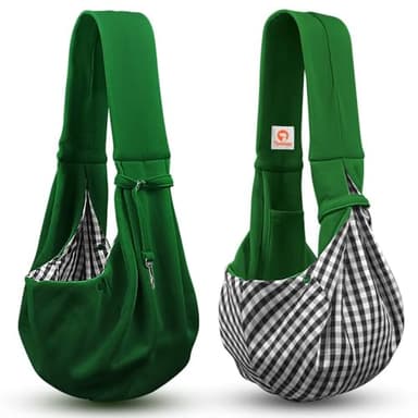 Tomkas Small Dog Sling Carrier - Classic Pocket & Classic Strap - for 3-10 lbs Pets(Emerald Green) - Image 8