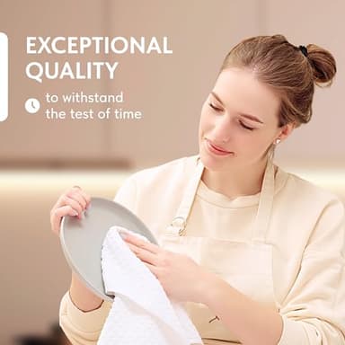Super Absorbent Kitchen Towels 12 Pack - Premium 100% Cotton Kitchen Towels, 450GSM Thick Machine Washable White Dish Towels for Kitchen Drying, Cleaning, Dobby Weave, Unmatched Quality - Image 3