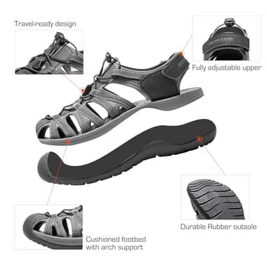 DREAM PAIRS Men's Adventurous Summer Outdoor Sandals,Size 11,Black/Dark/Grey,160912-M - Image 2