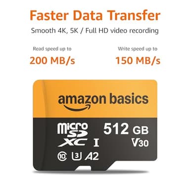 Amazon Basics 512GB microSDXC Card with Adapter, Read Speed Up to 200MB/s, 1-Pack - Image 2