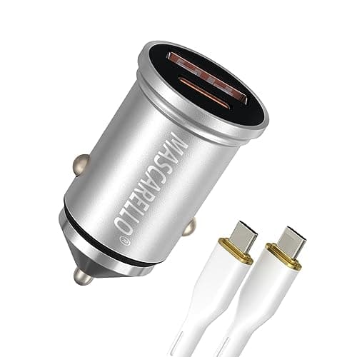 USB C Car Charger Adapter Fast Charging 38W (PD18W/QC20W) Dual Port Cigarette Lighter Compatible with iPhone Series; iPad; Samsung Series (sliver) - Image 1