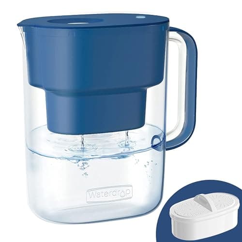 Waterdrop Water Filter Pitcher with 1 Filter, 200-Gallon Long-Life, 10-Cup Large Water Filter Pitcher, NSF Certified, 5X Times Lifetime, Reduces PFOA/PFOS, Chlorine, Classic Blue - Image 1