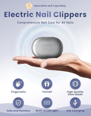 Fanyil Easy Clip Nail Clippers - 2026 Yosody Easyclip Smart Nail Clipper for Seniors, Electric Nails Care Tool with LED Light, Painless Toenail Trimmer for Thick Nails, Arthritis, Low Vision (Black*1) - Image 2