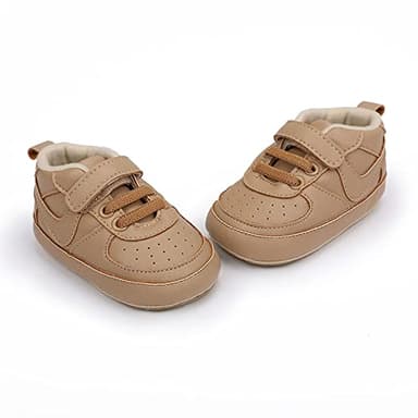 Clowora Unsex Baby Shoes Boys Girls Infant Sneakers Non-Slip Soft Rubber Sole Toddler Crib First Walker Lightweight Shoes (A02/Khaki,12-18 Months) - Image 5