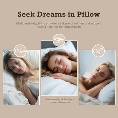 BPC Goose Feather Down Pillows Queen Size, with 100% Organic Cotton Cover - Luxury 3-Chamber Design for Medium Firm Support & Cloud-Like Comfort, Set of 2 Bed Pillows for Sleeping, 20x30 Inches - Image 7