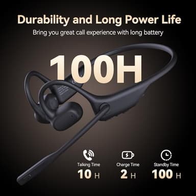 CXK Open Ear Headphones with Mic, Bluetooth Headset with AI Noise Cancellation Microphone Bluetooth 5.3 Air Conduction Headphones Wireless Headset with Mic for Work Call Meeting Driving - Image 6