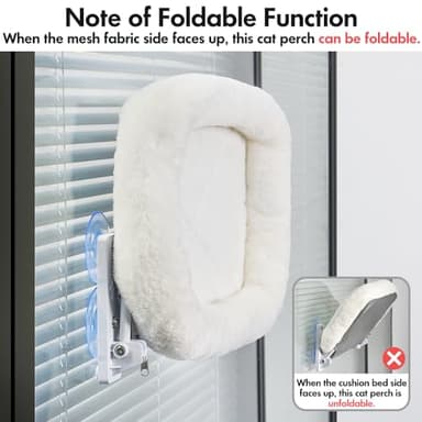 AMOSIJOY Cordless Cat Window Perch, Window Hammock for Cats with 4 Strong Suction Cups, Solid Metal Frame and Soft Cover, Indoor Cat Bed - Image 7