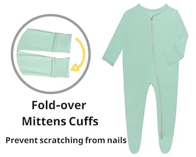 GUISBY Baby Footed Pajamas with Mittens, rayon made from bamboo Long Sleeve with 2 Way Zipper Sleepers 3-pack 0-3 Months - Image 4