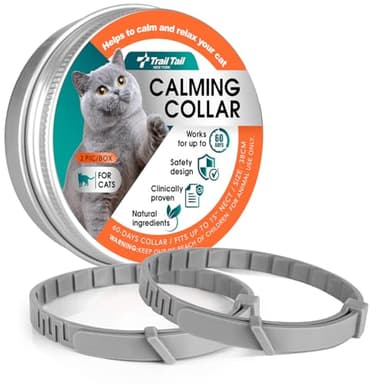 Trail Tail Calming Collar for Cats, Pheromone Collar for Cat Anxiety Relief, 60 Days Adjustable Waterproof TPE, Cat Calming Collars Helps Calm During Loud Noises and Separation (Grey, 2 Pack) - Image 1