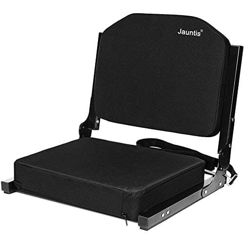 Jauntis Stadium Seats for Bleachers with Ultra Padded Comfy Foam Cushion, Wide Portable Stadium Chairs with Back Support and Shoulder Strap, 1 Pack, Black - Image 1