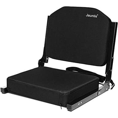 Jauntis Stadium Seats for Bleachers with Ultra Padded Comfy Foam Cushion, Wide Portable Stadium Chairs with Back Support and Shoulder Strap, 1 Pack, Black - Image 1