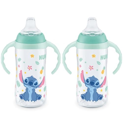 NUK Learner Cup, 10 Oz, Pack of 2, Disney's Stitch – Soft Spout, Easy-Grip Handles, BPA Free, Spill Proof Transition Sippy Cup - Image 1