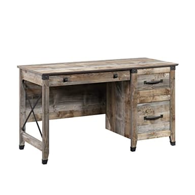 Sauder Carson Forge Vintage Rustic Computer Desk for Home Office with Drawers, in Rustic Cedar - Image 1