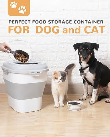 DDMOMMY 30-35 Lbs Dog Food Storage Container Collapsible Dog Food Container with Airtight Lids, Wheels, Scoop and 2pcs Food Storage Containers, Large Pet food storage for Dog, Cat - Image 2