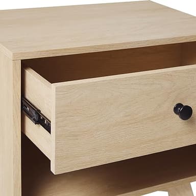 Walker Edison Mid Century Modern 1-Drawer Nightstand Bedroom Storage Drawer and Shelf Bedside End Table, 21 Inch, Coastal Oak - Image 5
