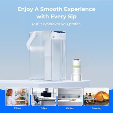 Waterdrop 98% Chloramine Reduction Electric Water Filter Pitcher, Rechargeable Water Dispenser, Instant 200-Gallon 15-Cup Countertop Purifier, NSF/ANSI 42, Reduce Lead, PFAS, White, with 1 Filter - Image 9