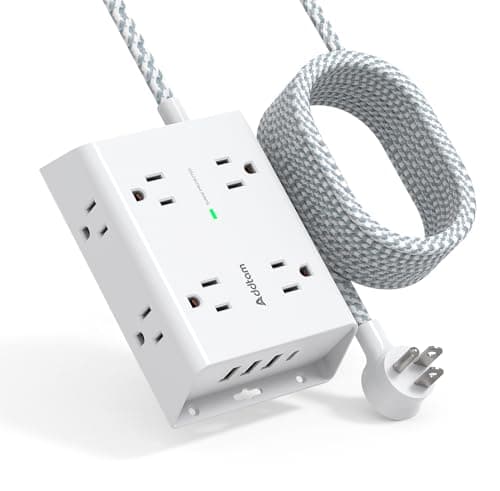 15Ft Long Surge Protector Power Strip, Addtam Extension Cord with 8 AC Outlets and 4 USB Ports(1 USB C), 3-Side Outlet Extender Strip, Flat Plug, Wall Mount, Dorm Home Office Essential, ETL Listed - Image 1