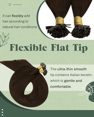Ugeat 24 Inch Flat Tip Hair Extensions Human Hair Dark Brown Ktips Hair Extensions for Long Brown Keratin Flat Tips for Office Add Length 50G 50S Long Hairstyles for Women #2 - Image 2