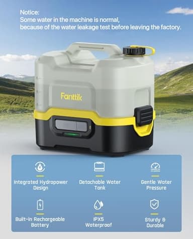 Fanttik NB8 Nano Portable Cordless Electric Sprayer w/2.1Gal Tank, Retractable Spray Head, 2600mAh Lithium Battery, IPX5, 72-98PSI, Portable Pressure Washer for Garden, Camping Shower and Pet Cleaning - Image 2