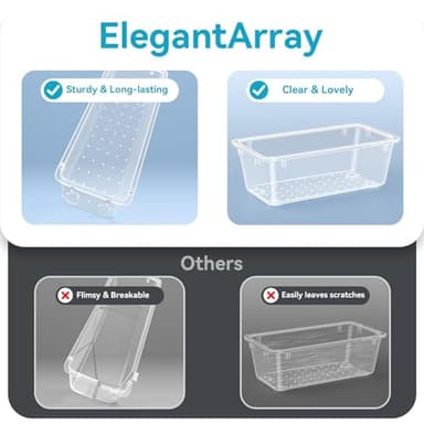 ElegantArray 72 PCS Drawer Organizer Set, 4 Sizes Storage Drawer Units, Clear Plastic Makeup Vanity Organizer and Storage Bins for Makeup, Stationeries, Multiple Gadgets for Bathroom, Office, Bedroom - Image 5