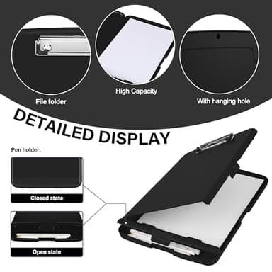 YEAHVIY Clipboard with Storage, High Capacity Clip Boards 8.5x11, Heavy Duty Plastic Nursing Clipboard Folder with Pen Holder and Low Profile Clip for School & Office - Image 5