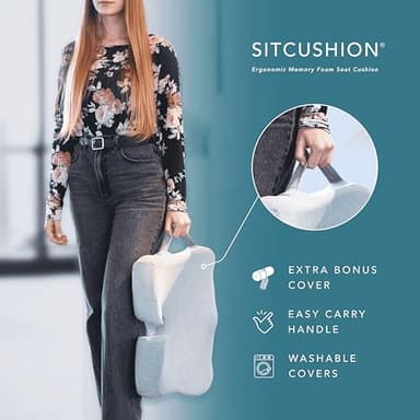 X Large Seat Cushions for Office Chairs - Pressure Relief Seat Cushion for Tailbone Pain, Back Pain, Coccyx & Sciatica Pain Relief Pillow - Office Chair Cushion + Extra Cover(Gray) - Image 3
