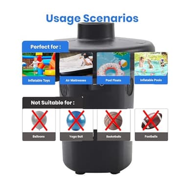 Inflatables Air Pump for Air Mattress with 3 Nozzles, Quick Fill Inflator Deflator Air Pump Perfect for Outdoor Camping Inflatable Boat Blow Up Pool Water Toy Car Air Bed Swimming Ring - Image 3