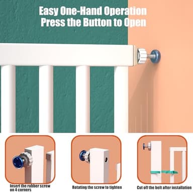 55.1 Inch Tall Baby Gate Auto Close Dog Gate Adjustable 29.92"- 43" Wide Pressure Mounted Walk Through Swing Pet Gate for Doorways (White, 29.92" - 43") - Image 4