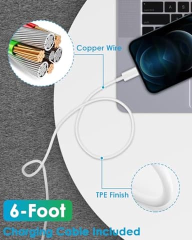 Fast Charger i Phone, 20W USB C Block with 6Ft Cable Compatible with IP 14/14 Pro/14 Plus/14 Pro Max/13/13 Mini/13 Pro/13 Pro Max/12/11/X & More - Image 3