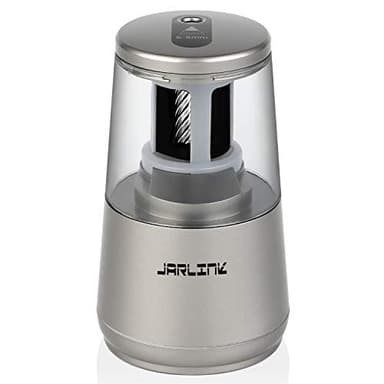 JARLINK Electric Pencil Sharpener, Heavy-Duty Helical Blade to Fast Sharpen, Auto Stop for No.2/Colored Pencils(6-8mm), AC Adapter/Battery Operated in School Classroom/Office/Home (Gray) - Image 1