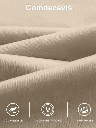 Comdecevis Men's Casual Cargo Pants Workout Joggers Stretch Sweatpants Hiking Drawstring Tactical Pants with Multi Pockets Dark Khaki - Image 5