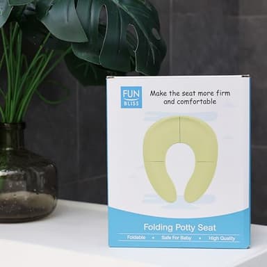 Funbliss Folding Travel Toilet Seat for Toddlers Portable Secure Potty Training Seat, Non Slip Suction Cups, Pinch Free Design,Green - Image 8