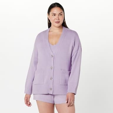 The Drop Women's Brigitte Cotton Blend Chunky Cardigan, Digital Lavender, M - Image 5