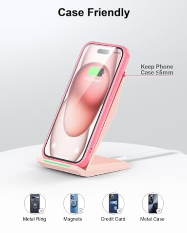Wireless Charger with USB C Phone Charger, Qi Certified Charging Stand with 20W PD Adapter Compatible with iPhone 16/15/14/13/12, Phone Charging Dock for Samsung Galaxy S25/S24/S23/S22/S21/Note 20 - Image 6