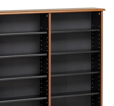 Prepac 3 Column Tall Cabinet Media Storage, Triple Width Wall, Cherry/Black - Image 6