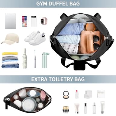 ETRONIK Gym Bag for Women, 35L Personal Item Travel Bag with Shoes Compartment, Weekender Overnight Duffel Bag with Wet Pocket & USB Charging Port, Carry On Bag for Women, Travel, Gym, Weekend (Black) - Image 4