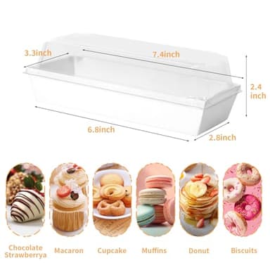 PFAMKEER 100 Pack Small Charcuterie Boxes with Clear Lids,White Mini Charcuterie Box, Disposable Food Containers, 7 * 3 * 2.5Inch Dessert Boxes for Sandwich (White, 7 * 3 * 2.5inch/100pcs) - Image 2