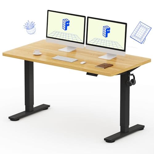 FLEXISPOT EN1 Whole-Piece Standing Desk 55x28 Electric Height Adjustable Desk for Home Office and Computer Workstation (Black Frame + 55" Maple Top, 2 Packages) - Image 1