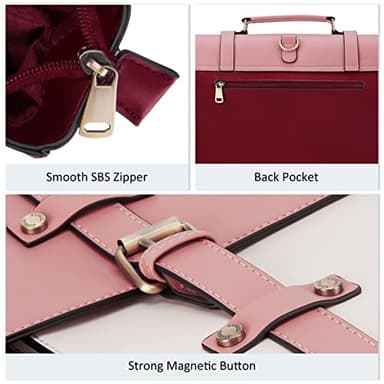 ECOSUSI Laptop Bag for Women Vegan Leather Messenger Purse Fashion Briefcase Backpack 15.6 inch Computer Satchel Handbag - Image 5