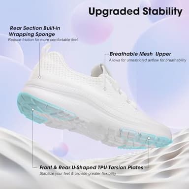 ZOVE Wide Toe Box Shoes Women Extra Wide Width Sneakers Ultra Light Road Running Shoes Non-Slip Tennis Sneakers Breathable Walking Athletic 8803 White 39 - Image 4