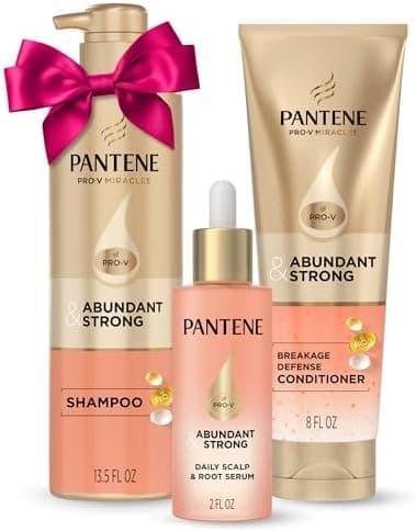 Pantene Abundant & Strong 3-Piece Regimen with B5 Complex + Niacinamide, Shampoo (13.5 oz), Conditioner (8 oz), Serum (2 oz) for Hair Loss, Thinning, Anti-Breakage, Volume - Grows Healthier - Image 3