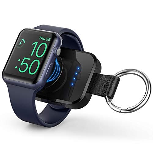 i.VALUX Portable Wireless Charger for Apple Watch Series 11/10/9/8/UItra/7/6/5/4/3/2/SE,Compact Magnetic iWatch Charger 1000mAh Extra Power Bank Smart Keychain Travel Accessories Father Birthday-Black - Image 1