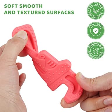Fu Store 8 Pack Soft Silicone Teething Toys for 0-12Months 6-24 Months Toddlers Infant Hammer Tools Shape Baby Teethers Relief Soothe Babies Gums Set - Image 2